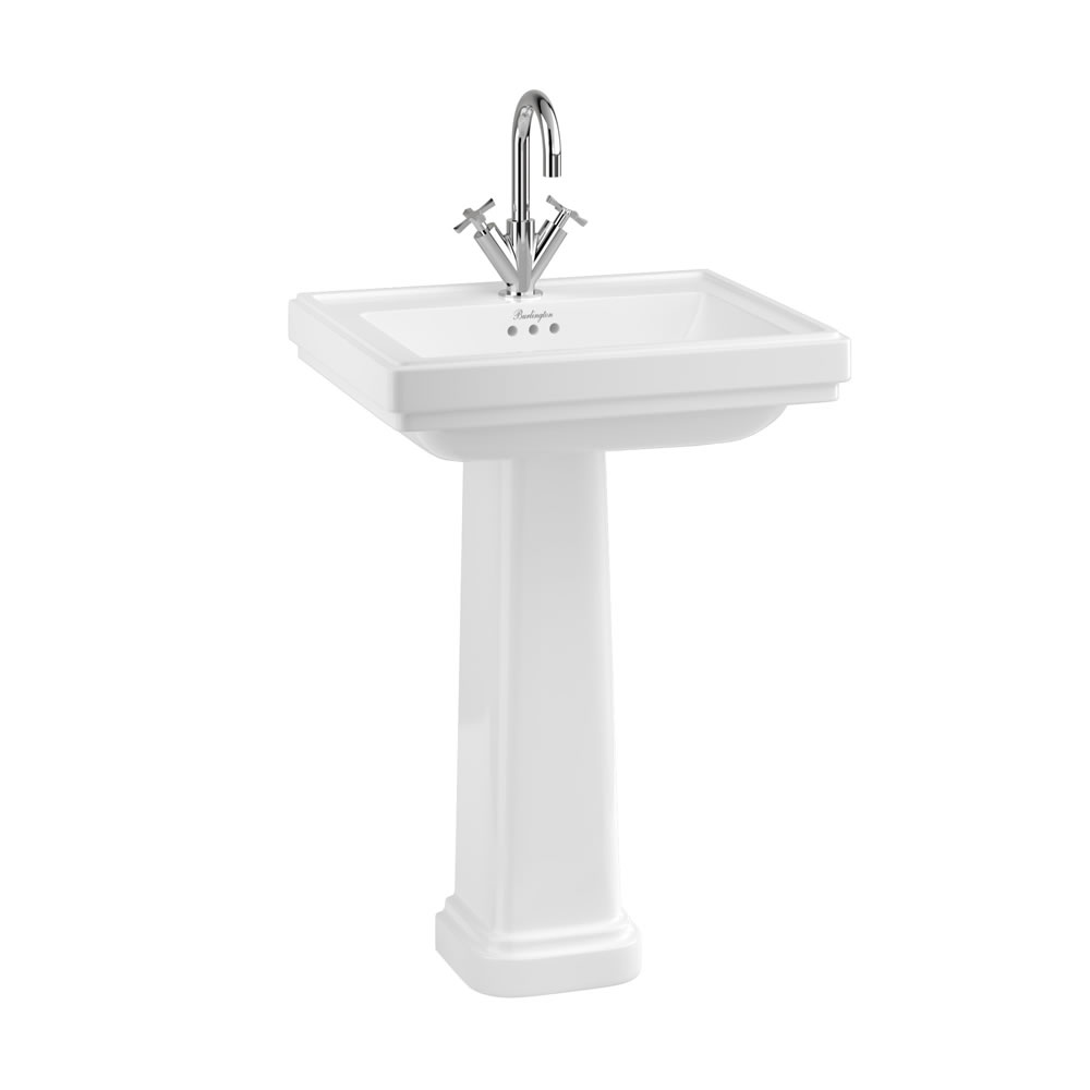 Riviera 58cm Square Basin 1TH & full pedestal